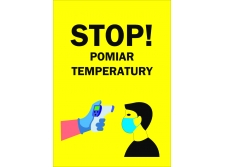 stop! pomiar temperatury - naklejka informacyjna bhp ze znakiem stop tablice i naklejki bhp 10