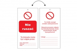 Tag zawieszka bezpieczeństwa LOTO - nie ruszać