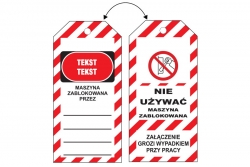 Tag zawieszka bezpieczeństwa LOTO - nie używać maszyna zablokowana 