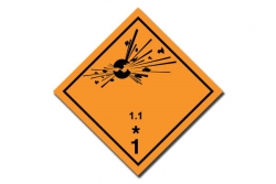 Materiały stwarzające zagrożenie wybuchem masowym 1.1 - naklejka ADR