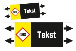 Czarna etykieta strzałka ISO 20560 z GHS