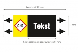 Czarna etykieta strzałka ISO 20560 z GHS