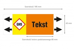 Pomarańczowa etykieta strzałka ISO 20560 z GHS