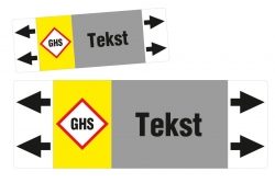 Szara etykieta strzałka ISO 20560 z GHS
