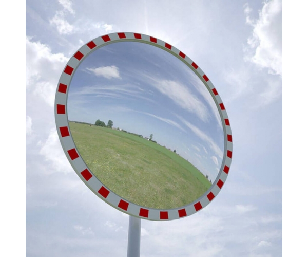 lustro sferyczne drogowe akrylowe okrągłe o średnicy 600 mm - sklep bhp elmetal bariery, lustra i profile ochronne 4