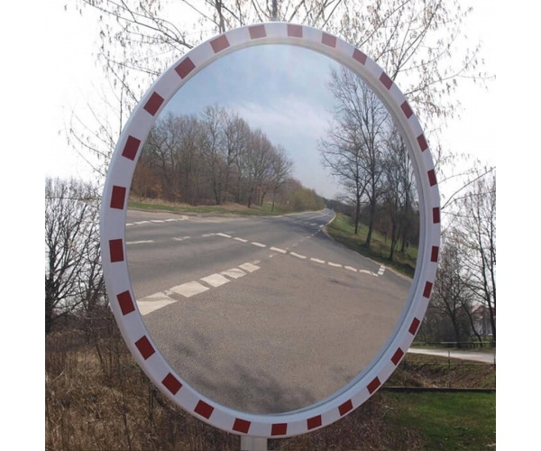lustro sferyczne drogowe poliwęglanowe okrągłe o średnicy 700 mm - sklep bhp elmetal bariery, lustra i profile ochronne 4