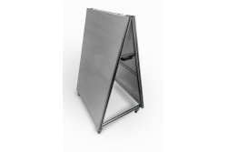 Potykacz dwustronny stojak z profili aluminiowych ze ścianami perforowanymi
