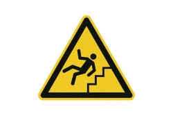 Uwaga na schody - znak BHP podłogowy antypoślizgowy