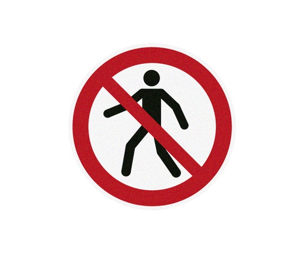 zakaz ruchu pieszych - znak bhp podłogowy antypoślizgowy samoprzylepny - sklep bhp elmetal zabezpieczenia antypoślizgowe 4