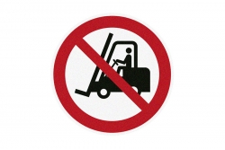 Zakaz ruchu wózków widłowych - znak BHP podłogowy antypoślizgowy
