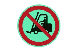 Zakaz ruchu wózków widłowych - znak BHP podłogowy antypoślizgowy