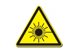 Ostrzeżenie przed promieniami laserowymi - znak ostrzegawczy naklejka