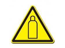 uwaga! pojemnik pod ciśnieniem - znak ostrzegawczy naklejka - sklep bhp elmetal tablice i naklejki bhp 45