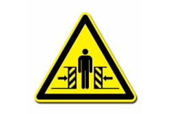 Niebezpieczeństwo zgniecenia bocznego - znak ostrzegawczy naklejka