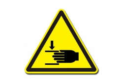 Niebezpieczeństwo uszkodzenia ręki - znak ostrzegawczy naklejka