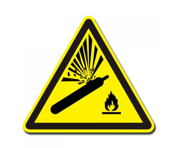 uwaga! pojemnik pod ciśnieniem - znak ostrzegawczy naklejka - sklep bhp elmetal tablice i naklejki bhp 4