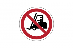 Zakaz ruchu urządzeń do transportu poziomego naklejka podłogowa