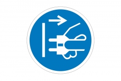 Znak nakazu naklejka - wyłączyć główne zasilanie przed zdjęciem obudowy