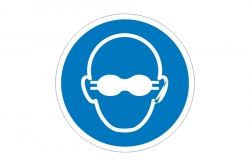 Znak nakazu naklejka - nakaz używania nieprzezroczystych okularów