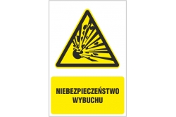 Niebezpieczeństwo wybuchu - znak ostrzegawczy - naklejka napis