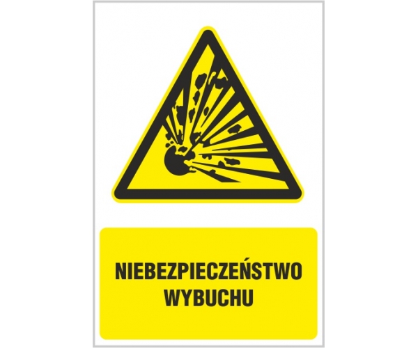 niebezpieczeństwo wybuchu - znak ostrzegawczy - naklejka napis - sklep bhp elmetal tablice i naklejki bhp 4