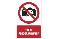 Zakaz fotografowania - znak zakazu - naklejka napis