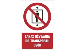 Zakaz używania do transportu osób - znak zakazu - naklejka napis