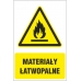 materiały łatwopalne - znak ostrzegawczy - naklejka napis - sklep bhp elmetal tablice i naklejki bhp 5