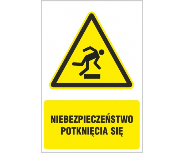 niebezpieczeństwo potknięcia się - znak ostrzegawczy tablica bhp - sklep bhp elmetal tablice i naklejki bhp 4