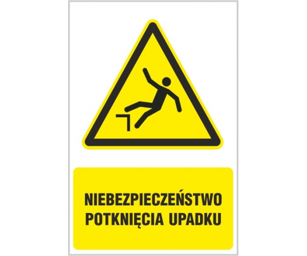 niebezpieczeństwo upadku - znak ostrzegawczy - naklejka napis - sklep bhp elmetal tablice i naklejki bhp 4