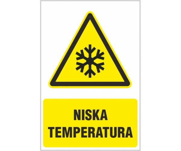 niska temperatura - znak ostrzegawczy - naklejka napis - sklep bhp elmetal tablice i naklejki bhp 4