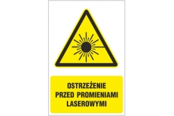 Ostrzeżenie przed promieniami laserowymi - znak ostrzegawczy tablica BHP 