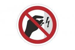 Znak zakazu naklejka - nie dotykać wysokie napięcie