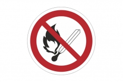 Znak zakazu naklejka  - zakaz używania otwartego ognia