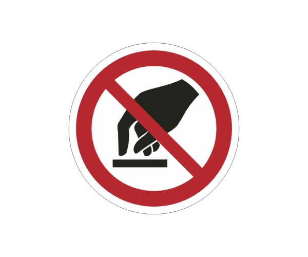 znak zakazu naklejka - nie dotykać! - sklep bhp elmetal tablice i naklejki bhp 4