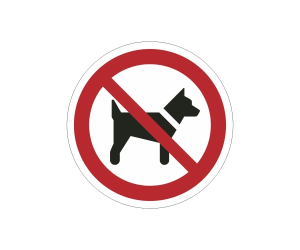 znak zakazu naklejka - zakaz wstępu ze zwierzętami - sklep bhp elmetal tablice i naklejki bhp 4