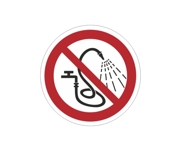 znak zakazu naklejka - zakaz polewania wodą - sklep bhp elmetal tablice i naklejki bhp 4