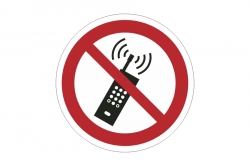 Znak zakazu naklejka - zakaz używania telefonów komórkowych