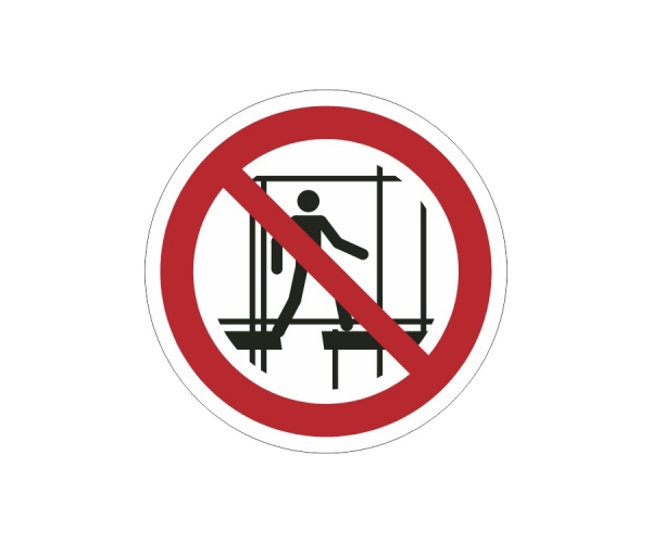 znak zakazu naklejka - zakaz używania niekompletnego rusztowania - sklep bhp elmetal tablice i naklejki bhp 4