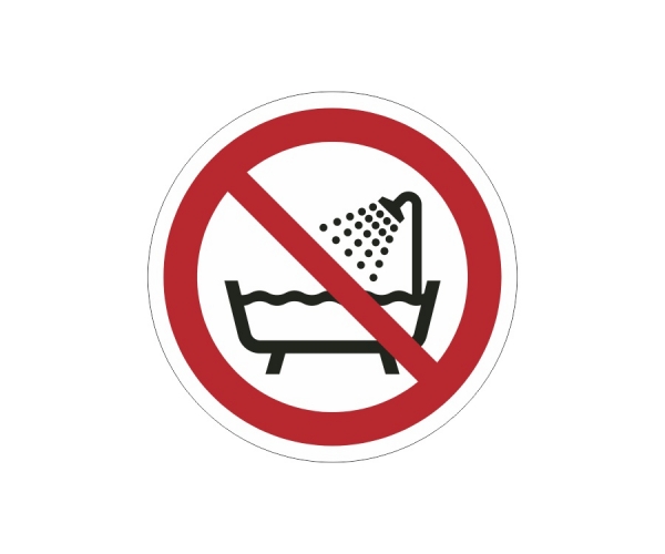 znak zakazu naklejka - zakaz używania jako wanna / prysznic - sklep bhp elmetal tablice i naklejki bhp 4