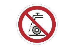 Znak zakazu naklejka  - zakaz używania do szlifowania na mokro